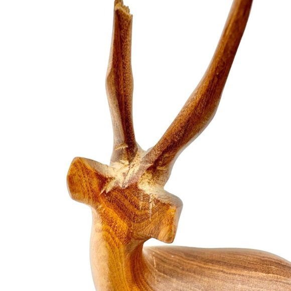 Set of 3 Wooden Animal Figures Elephant Ox Antelope Hand Carved in Kenya - Picture 5 of 16